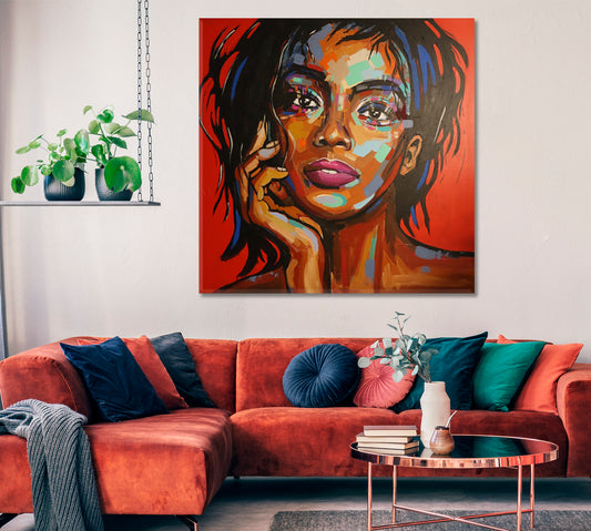 MUSE | Fine Art Portrait Woman Grunge Graffiti Style Canvas Print - Square People Portrait Wall Hangings Artesty
