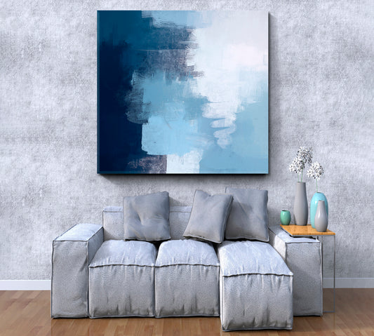 Artistic Dark And Soft Blue Brush Strokes Modern art Abstract Art Print Artesty