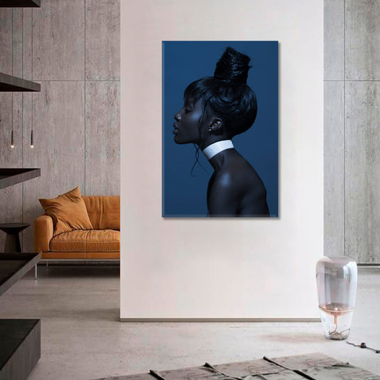 BLUE THOUGHTS Beautiful African American Woman Black Girl - V African Style Canvas Print Artesty