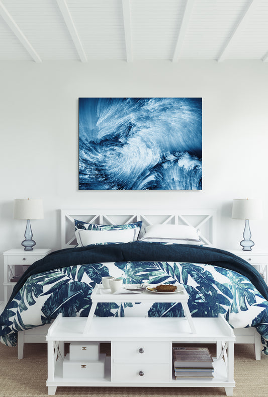 Blue Color Swirls Fluid Art, Oriental Marbling Canvas Print Artesty 1 panel 24" x 16"