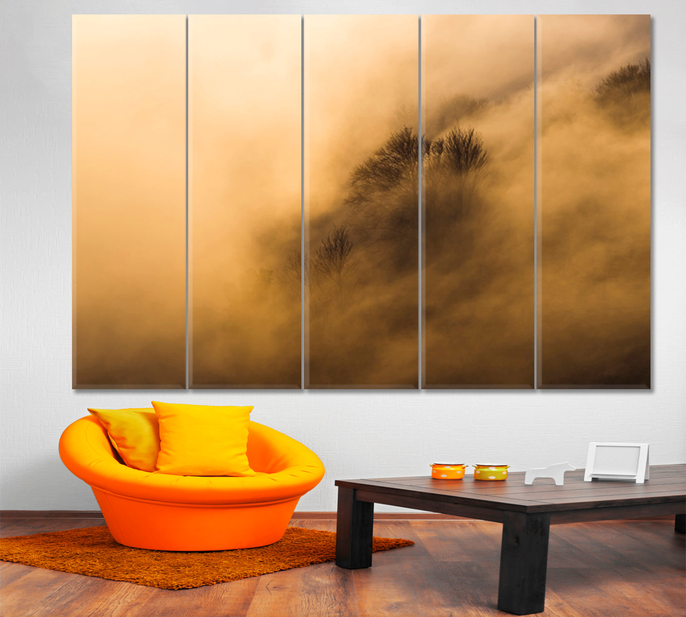 Fog Creeps Over the Tops of the Trees in the Mountains at Sunset Colors of Fire Scenery Landscape Fine Art Print Artesty