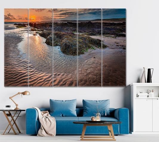 TRANQUILITY Ethereal Sunset Scene Beautiful Rocky Beach Scenery Landscape Fine Art Print Artesty