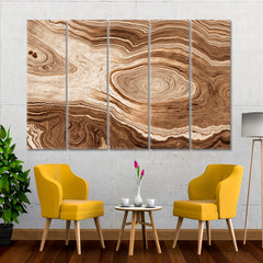 ABSTRACT Wavy Lines Age Growth Rings Oak Big Tree Trunk Slice Cut Woods Abstract Art Print Artesty 5 panels 36" x 24" 