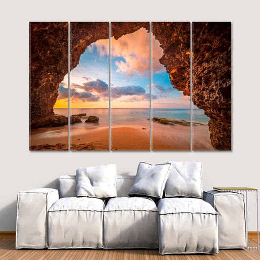VIEW FROM CAVE Gorgeous Tropical Landscape Scenery Landscape Fine Art Print Artesty 5 panels 36" x 24"