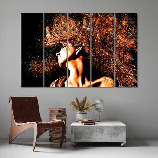 Flowing Hair Hairstyle People Portrait Wall Hangings Artesty 5 panels 36" x 24"