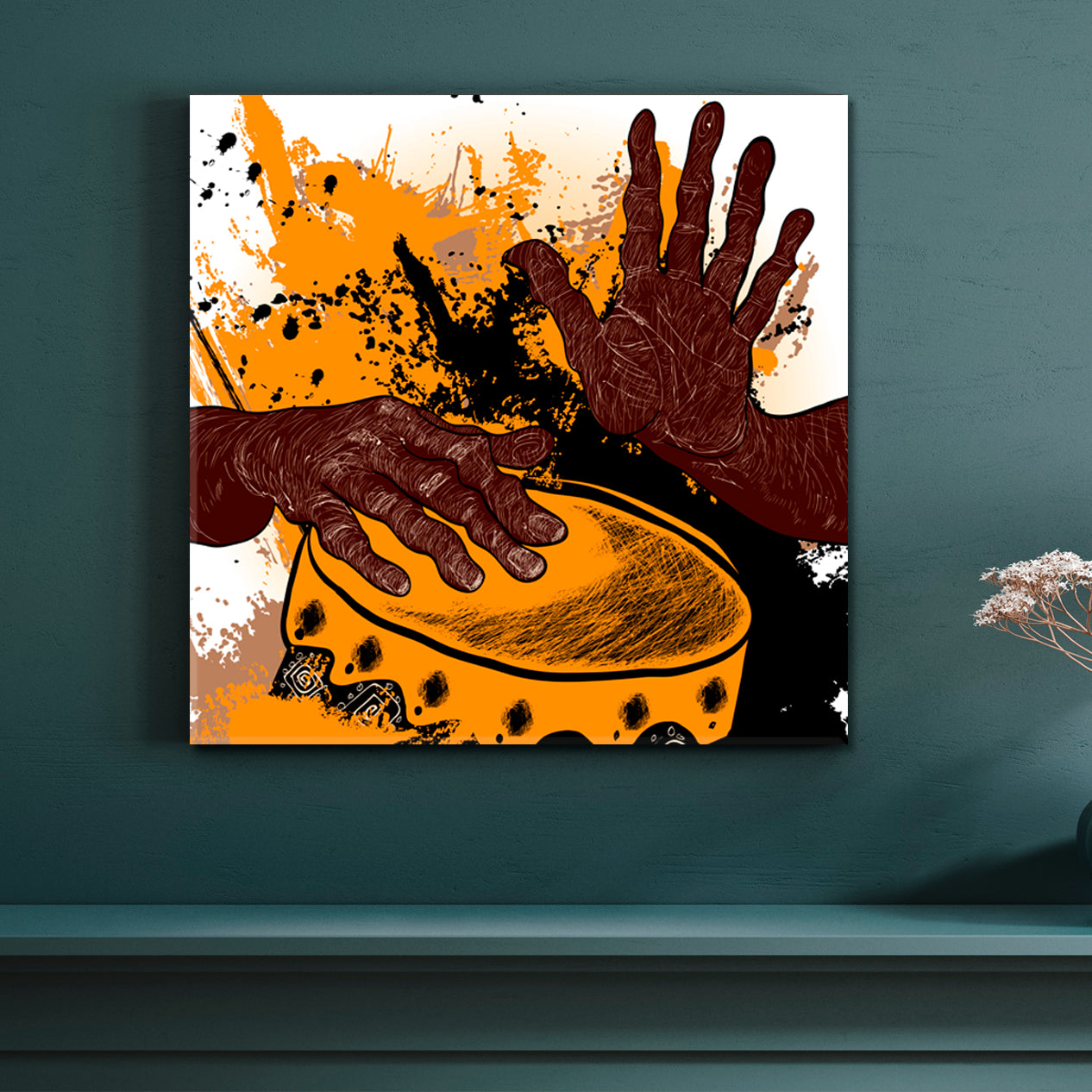 African Drummer Modern Style Abstract Music Wall Panels Artesty