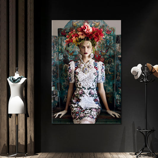 Flower Crown | Beauty Salon Concept Woman Fashion Hair Design Canvas Print - Vertical Fashion Canvas Print Artesty 1 Panel 16"x24"