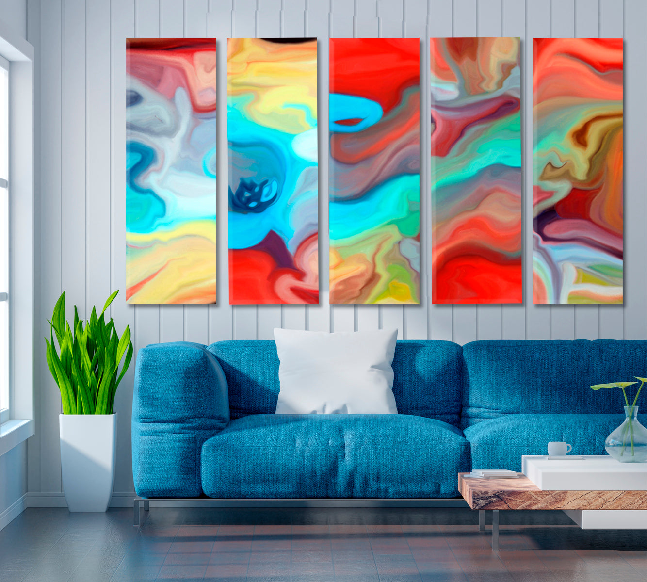 Modern Vivid Abstract Lines and Colors Abstract Art Print Artesty