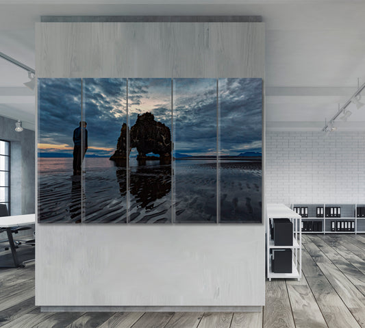Iconic Hvitserkur RHINO Rock Formation Iceland Troll Rock Landscape Ocean Attraction Europe Scenery Landscape Fine Art Print Artesty 5 panels 36" x 24"