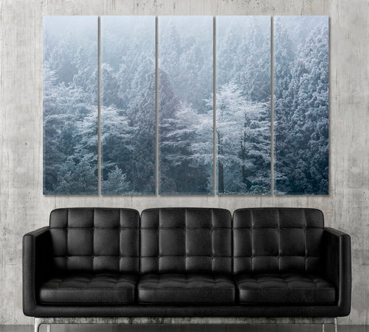 MISTY ENCHANTED MAGICAL FOREST Openwork Crown Lace Trees Nature Wall Canvas Print Artesty 5 panels 36" x 24"