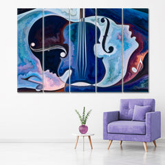 INNER MELODY Music Cuncept Blue Modern Abstract Painting Music Wall Panels Artesty 5 panels 36" x 24" 