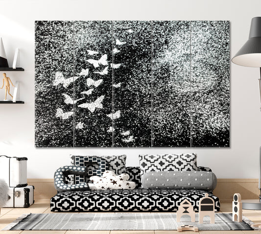 BUTTERFLY Black And White Beautiful Tender Canvas Print Black and White Wall Art Print Artesty
