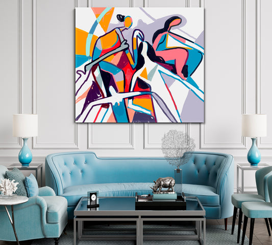 Inspired By Piet Mondrian and Keith Haring Contemporary Art Abstract Art Print Artesty