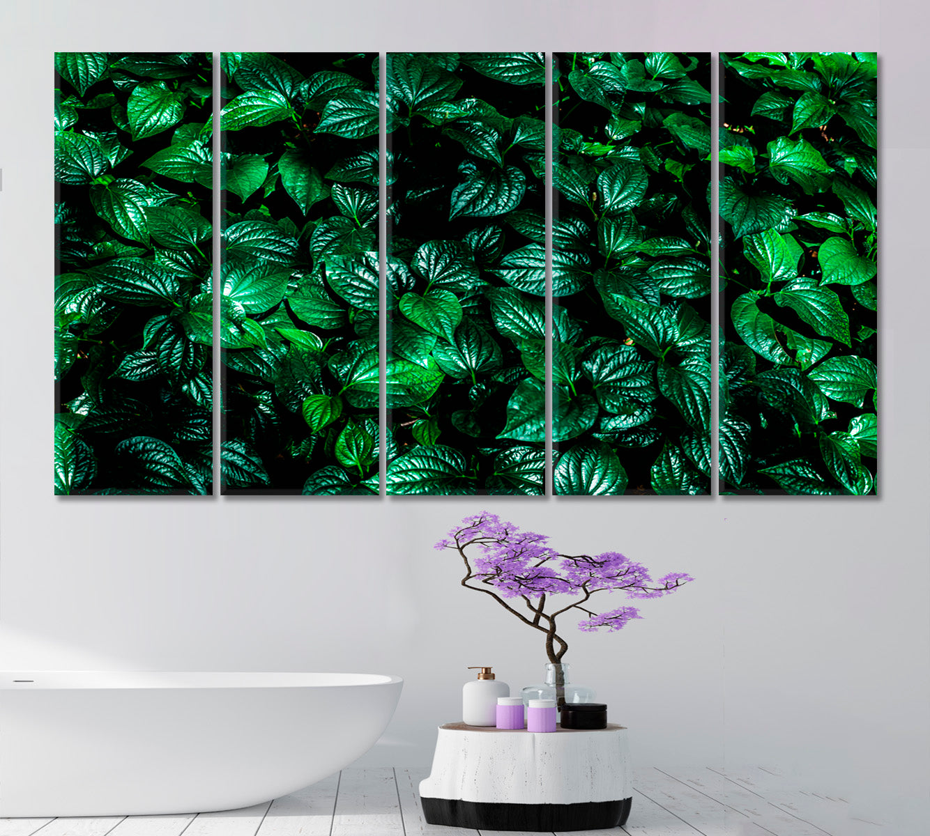 GREEN HOME Natural Tropical Leaf Floral & Botanical Split Art Artesty