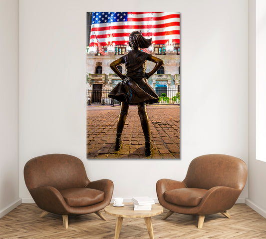 Fearless Girl New York Stock Exchange Building Manhattan New York - V Cities Wall Art Artesty