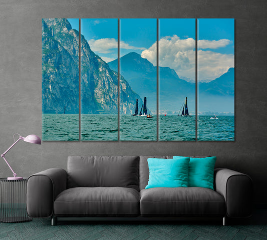 Beautiful Seacoast Landscape Poster Transportation Canvas Art Artesty 5 panels 36" x 24"