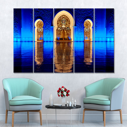 ARCHITECTURE Main Gate Grand Mosque Abu Dhabi Cities Wall Art Artesty 5 panels 36" x 24"