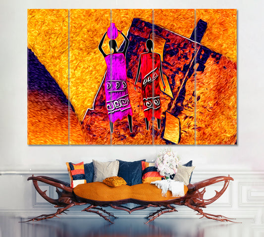 AFRICAN MOTIVE Ethnic Retro Vintage Canvas Print Abstract Art Print Artesty