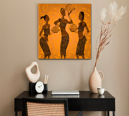 Beautiful African Black Woman Africa Ethnic Retro Vintage Style - S African Style Canvas Print Artesty