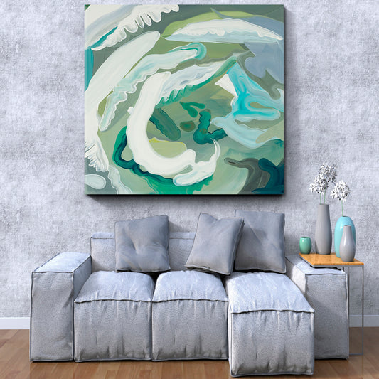Modern Abstract Contemporary Teal Turquoise Mint Abstract Art Print Artesty