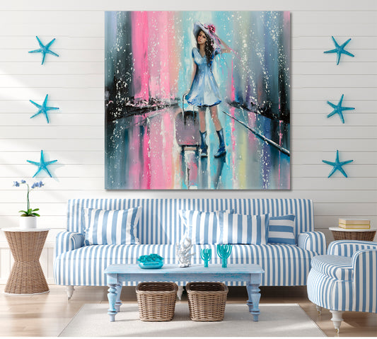 TRAVELING GIRL Fine Art Square Panel Fine Art Artesty 1 Panel 12"x12"