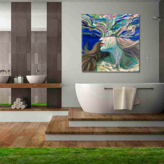 CONTEMPORARY Underwater Wave Ripple of Water Woman | Square Fine Art Artesty