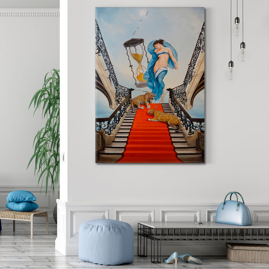 Stairway to Heaven Surrealism Art Dali Style | Vertical Surreal Fantasy Large Art Print Décor Artesty