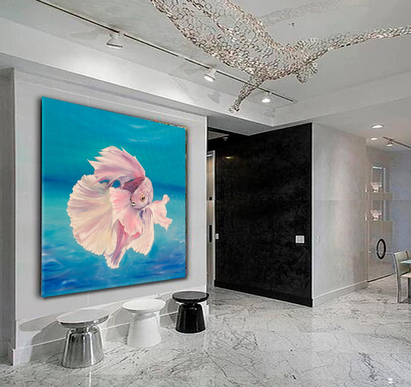 OCEAN Siamese Fighting Fish Underwater Nautical | Square Nautical, Sea Life Pattern Art Artesty