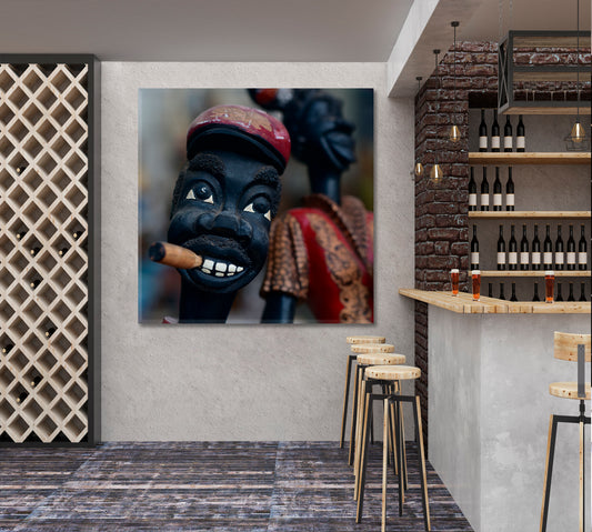 TRADITIONAL CUBA Cuban Culture Havana Cigar Smoking | Canvas Print - Square Panel Fine Art Artesty 1 Panel 12"x12"