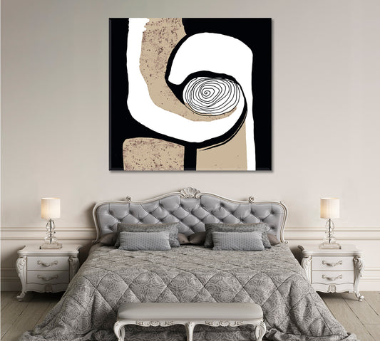 SPIRAL Beige White Black Tones Abstract Modern Minimalism Abstract Art Print Artesty