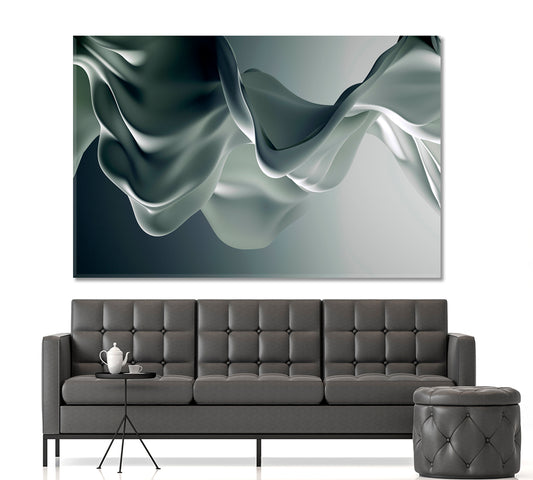 FLUTTERING SILK TRAIN Gray Luxury Elegant Fluid Splash 3d Effect Abstract Art Print Artesty