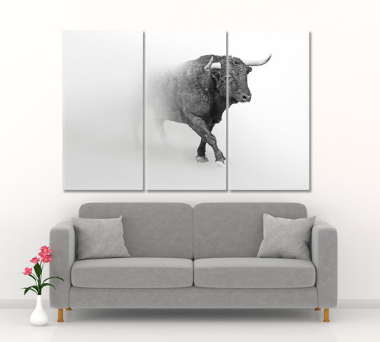BULL IN THE MIST Wildlife Art Animal Grayscale Photo Poster Wild Life Framed Art Artesty