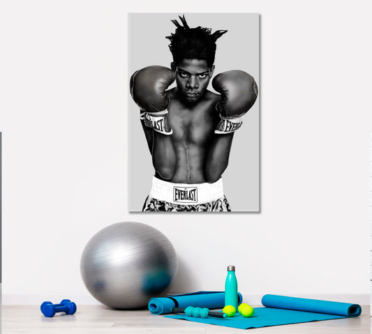 Basquiat Boxing Black White Portrait Contemporary Art Artesty