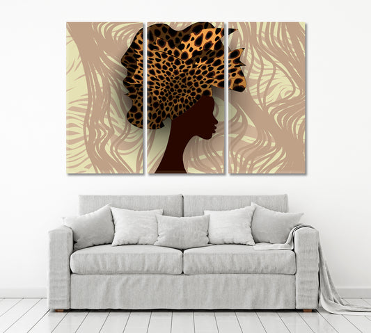 African Wedding Hairstyle Head Wrap Colorful African Woman Portrait African Style Canvas Print Artesty 3 panels 36" x 24"