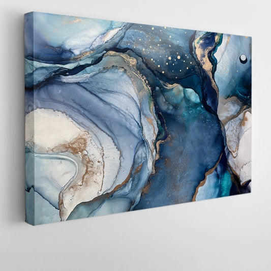 Blue Marble Tender Dreamy Design Luxury Abstract Fluid Art Fluid Art, Oriental Marbling Canvas Print Artesty