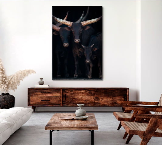 Horns Ankole Watusi Cows Cattle Poster Animals Canvas Print Artesty