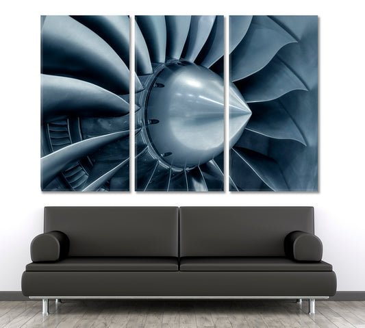 ENGINE WORLD Jet Engine Blades Closeup Poster Engine World Artesty 3 panels 36" x 24"
