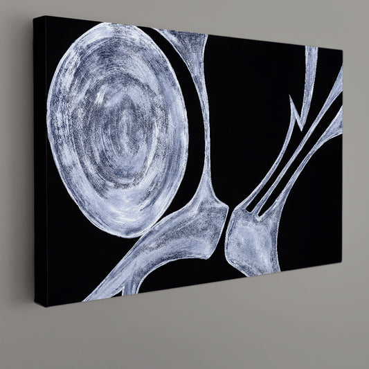 BONY OBJECTS Simple Curved Geometric Shapes Lines Black White Art Contemporary Art Artesty 1 panel 24" x 16"