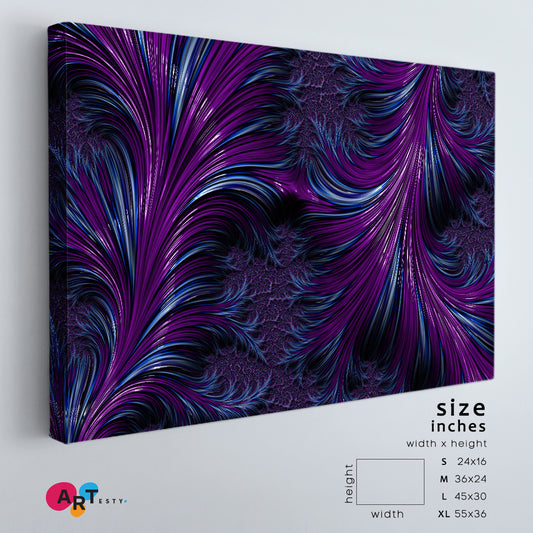 Abstract Fractal Spiral Swirls Purple and Navy Blue Feathers Canvas Print Contemporary Art Artesty 1 panel 24" x 16"