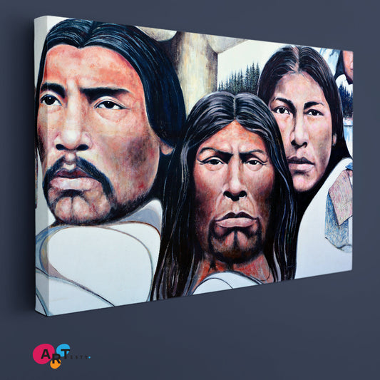 Chemainus Native Shaman Powerful Chief Prophet Graffiti Street Art Canvas Print Artesty 1 panel 24" x 16"