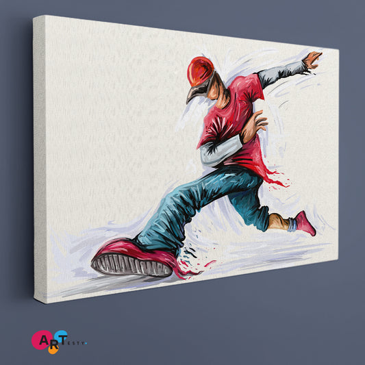 Boy Hip Hop Dance Rap Music Kids Teenager Active Life Concept Fine Art Canvas Print Kids Room Canvas Art Print Artesty