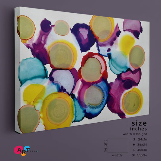 Yellow Purple Blue Alcohol Ink Stains Aqua Painting Abstract Art Print Artesty