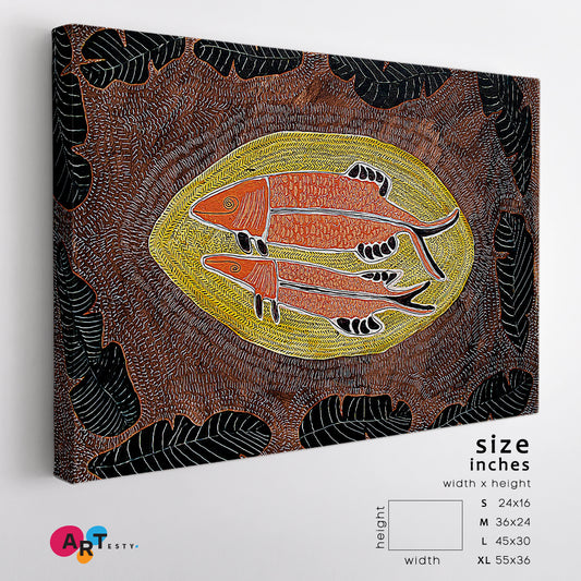 ARTIST'S MASTERPIECE Fish Abstract Modern Boho African Motifs Pattern Contemporary Art Artesty