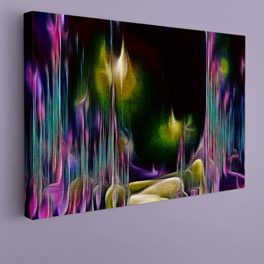 Abstract Fractal Psychedelic Shape Purple On Black Modern Art Contemporary Art Artesty 1 panel 24" x 16"