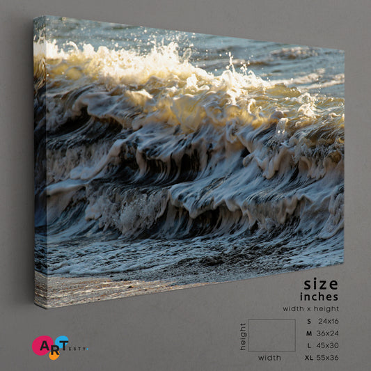 Pacific Waves in Costa Rica Beautiful Seascape Canvas Print Nautical, Sea Life Pattern Art Artesty 1 panel 24" x 16"