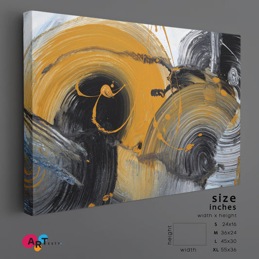 Black Grey White Yellow Colors Brushstrokes Abstract Trendy Style Contemporary Art Artesty