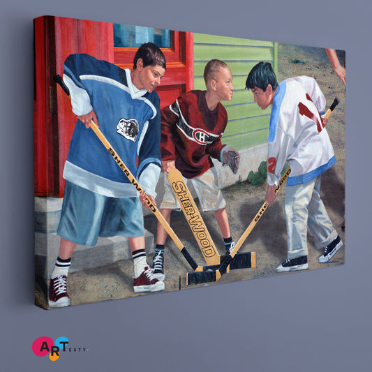 SPORT CHAMPIONS Street Art Urban Graffiti Hockey Fans Boys Canvas Print Motivation Sport Poster Print Decor Artesty 1 panel 24" x 16"
