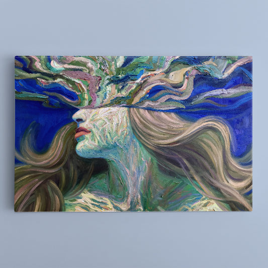 UNDERWATER Contemporary Art Beautiful Woman Fine Art Artesty 1 panel 24" x 16"