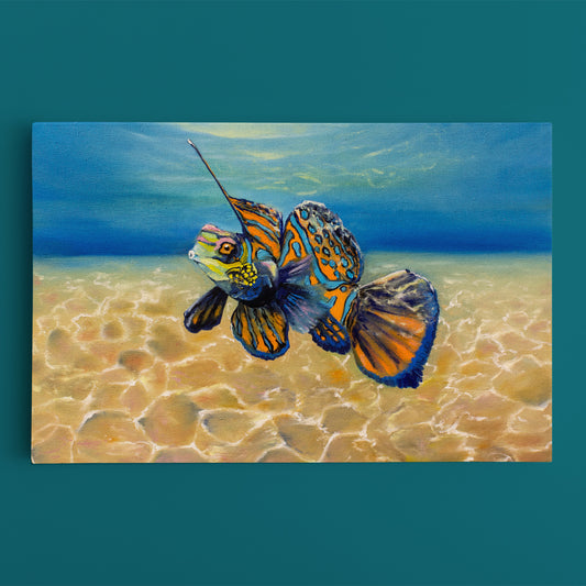 NAUTICAL Mandarin Fish Sea Bottom Landscape Nautical, Sea Life Pattern Art Artesty 1 panel 24" x 16"