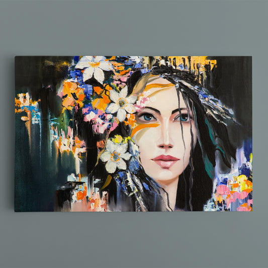 DRYAD With Flowers Fantasy Portrait Fine Art Artesty 1 panel 24" x 16"